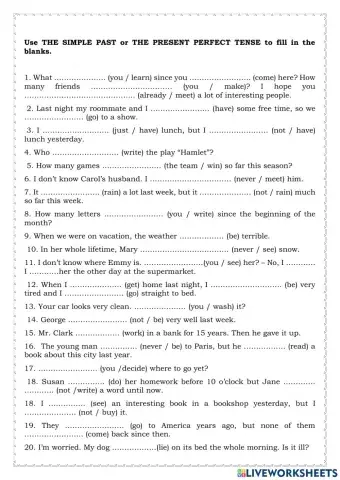 The past simple vs the present perfect