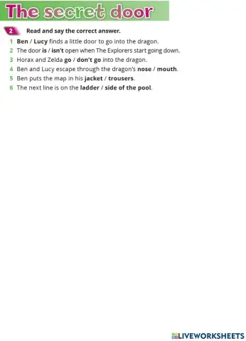 QM 4 Unit 7  Story - The secret door-