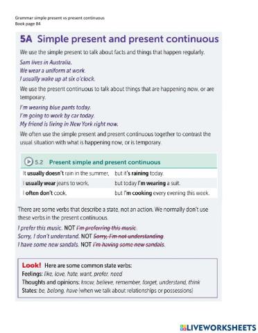 Present simple vs present continuous