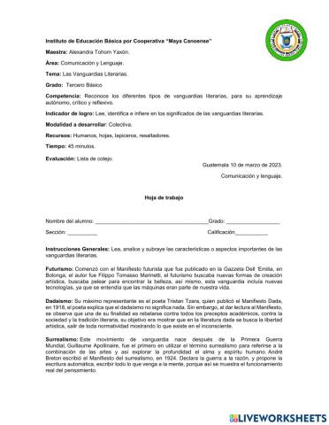 Las Vanguardias  Literarias