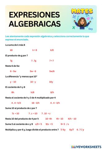 Expresiones algebraicas