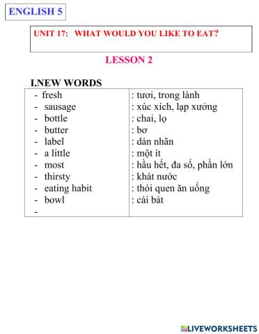 Englísh 5- unit 17- lesson 2