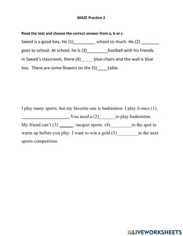 G6 BTS MAZE practice 2 level 3.2