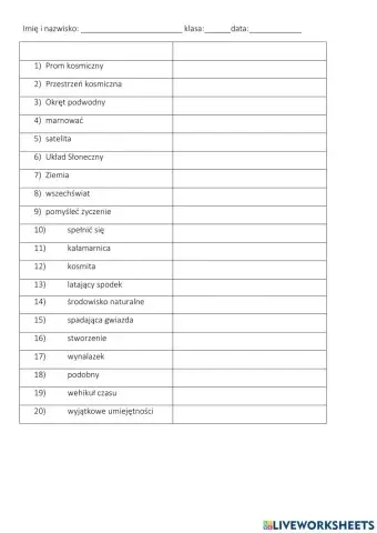 Je6 - unit 6 słownictwo test