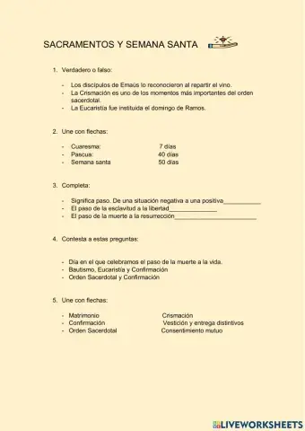 Sacramentos y semana santa