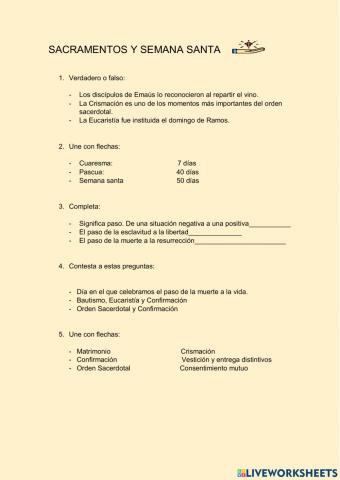 Sacramentos y semana santa