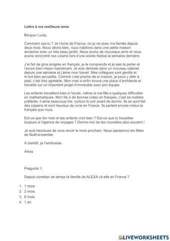 Lettre à ma meilleure amie