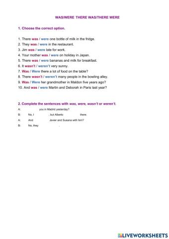 Was-were - there was-there were