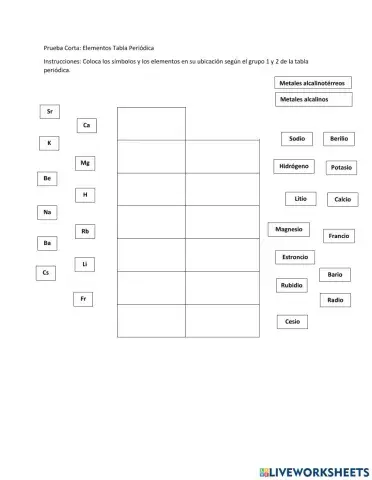 Elementos Grupo 1 y 2 Tabla Periódica