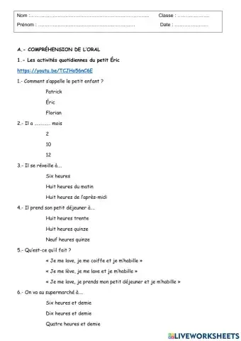 Les actions quotidiennes control