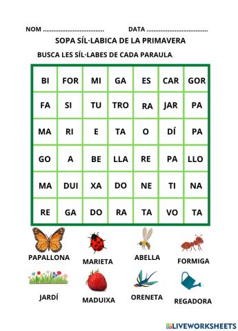 Sopa de lletres-primavera