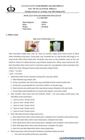 Penilaian Tengah Semester (PTS) Genap