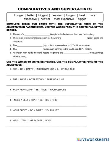 Comparatives and superlatives