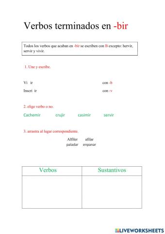 Verbos terminados en -bir