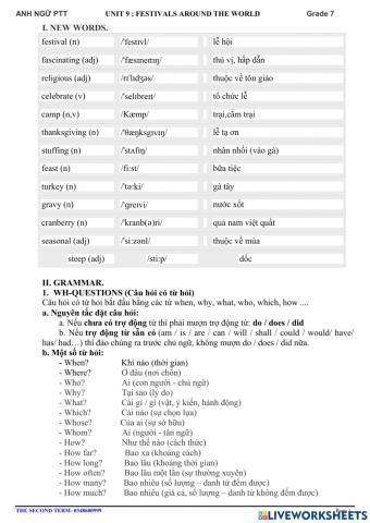 Ta7 unit 9 festivals around the world vocab