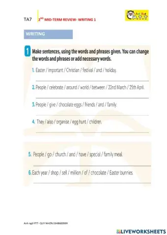 Ta7 2nd mid-term review- writing 1 2k10
