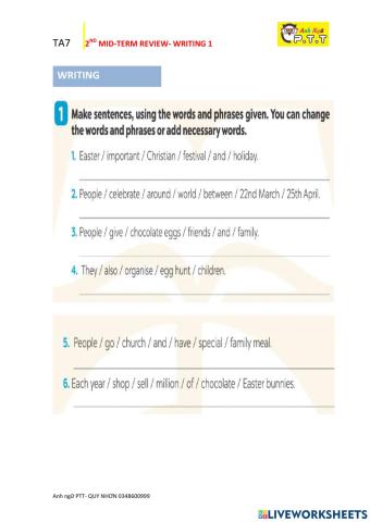 Ta7 2nd mid-term review- writing 1 2k10