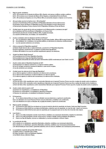 Examen sexto CCSS España s xx