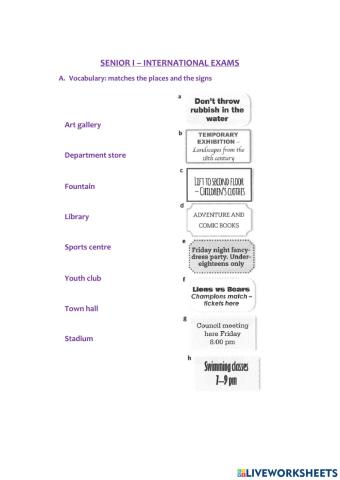 Vocabulary, reading and listening