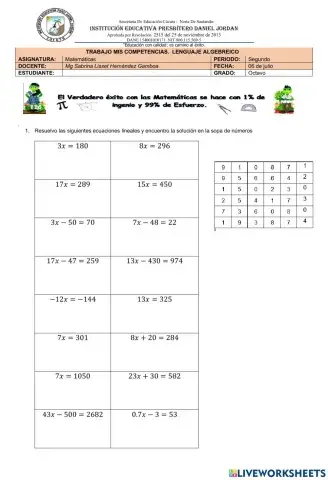 Ecuacion con una incognita