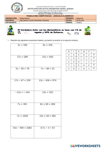 Ecuacion con una incognita