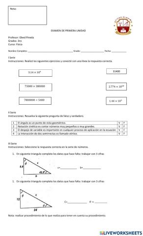 Examen de física 3ro básico