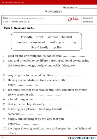 Review unit 11, 12 (18.03)