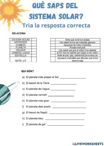 Exercici Sistema Solar
