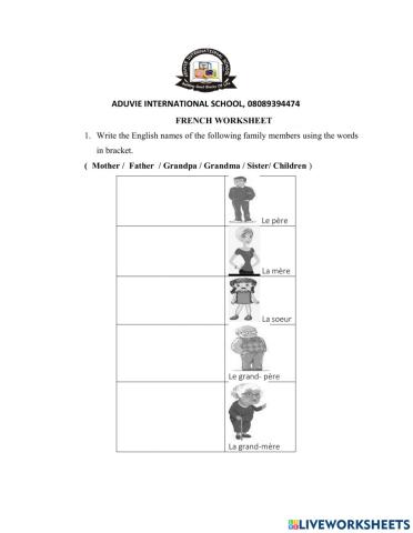 Family members and colours in French
