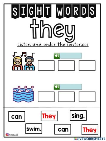 Sight word- they