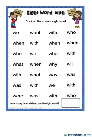 Sight Words Recognition - WITH