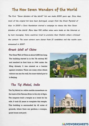 New Seven Wonder of the World