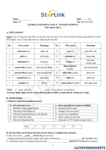 Foreign Teacher-S6-WEEK 29-U8-VOCAB 1