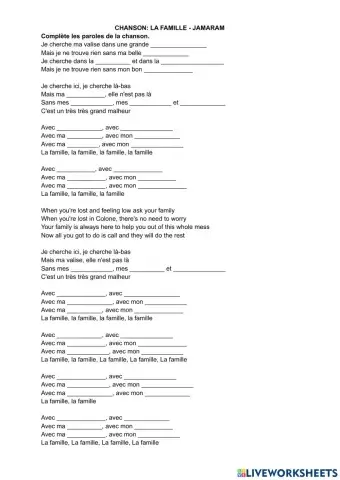 Chanson: la famille - Jamaram