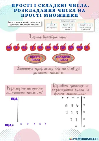 Прості та складені числа. Розкладання чисел на прості множники