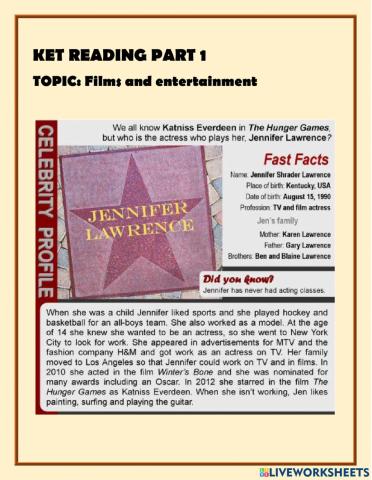 KET Reading part 1