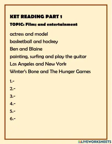 Order the sentences - KET Reading