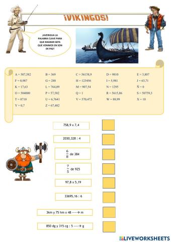 Ficha de cálculo - ¡Vikingos!