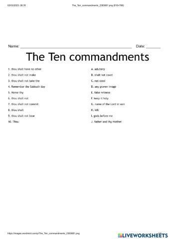 Ten Commandments Match