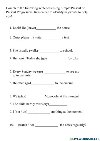Present Simple- Continuous
