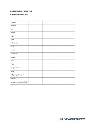 Irregular verbs group 4