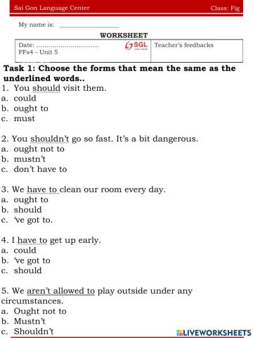 FFs4- Unit 5: go back to the roundabout