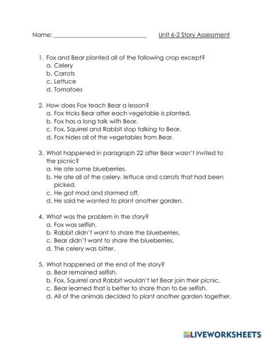 Unit 6-2 reading test