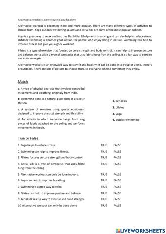 Alternative Workout - Vocabulary