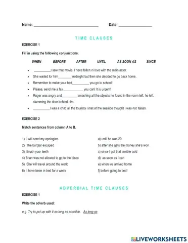 Relative and Adverbial Clauses of Time