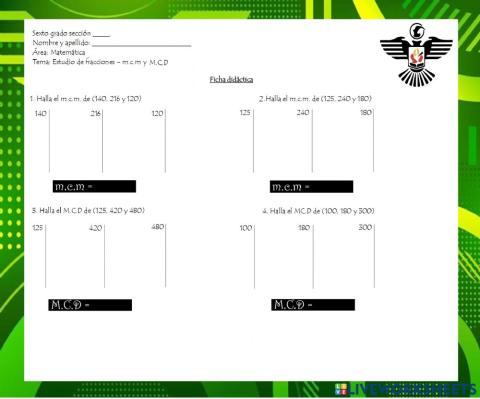Mínimo Común Múltiplo y Máximo Común Divisor