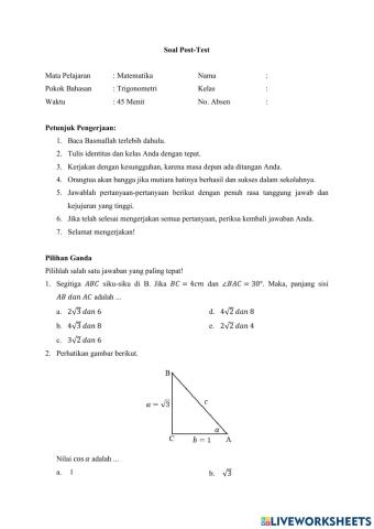 Soal Post-Test Trigonometri