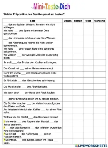 Präpositionen mit Genitiv