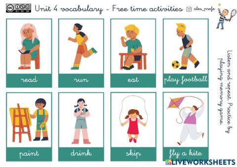 Vocabulary Free Time Activities