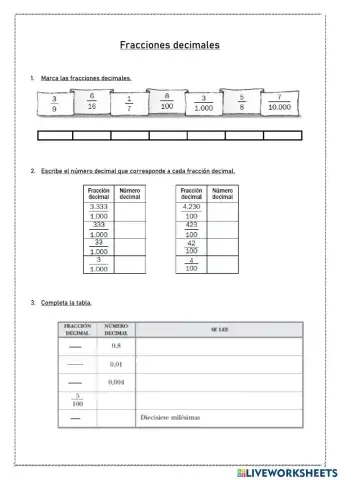 Fracciones decimales